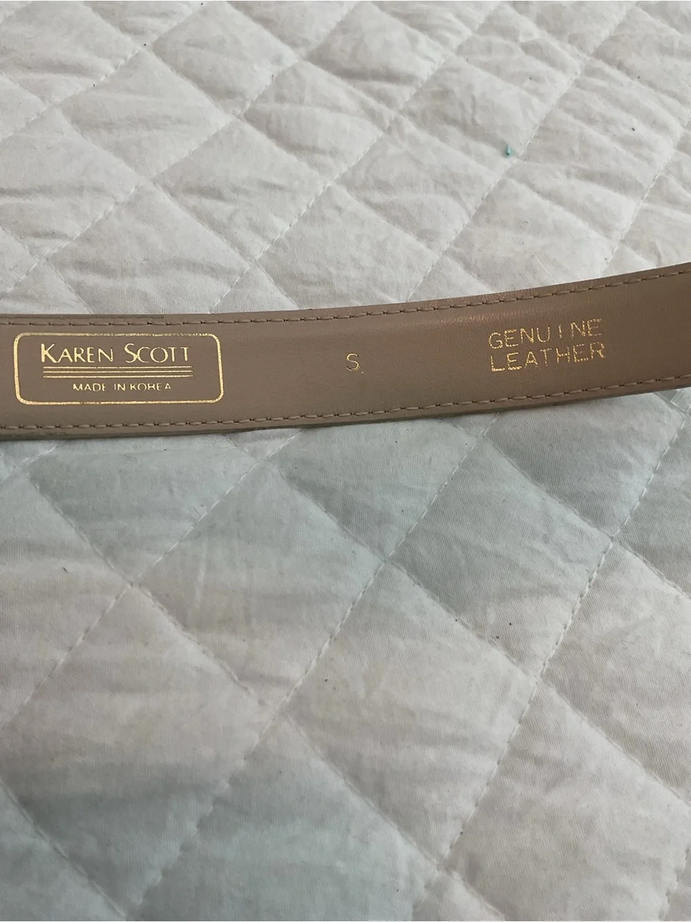 Vintage Karen Scott Cream colored leather belt size S Made in Korea